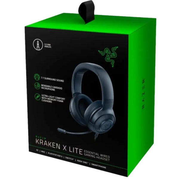 ⁦אוזניות גיימינג ‏חוטיות Razer Kraken X Lite רייזר⁩ – תמונה ⁦2⁩