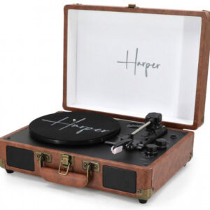 פטיפון Bluetooth מזוודה עם הגברת DSP ורמקולים סטריאו Harper HRT-10 חום