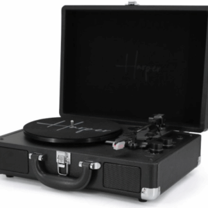 פטיפון Bluetooth מזוודה עם הגברת DSP ורמקולים סטריאו Harper HRT-10 שחור